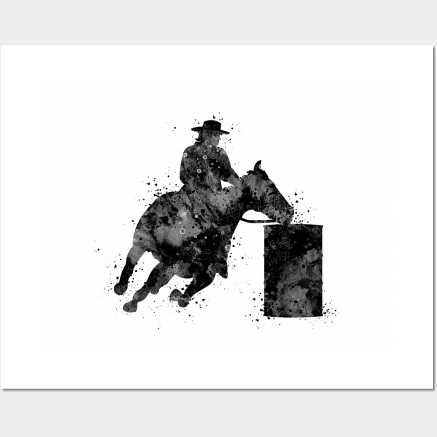 Barrel Racer Boy Black and White Rodeo Gift Wall Art by LotusGifts